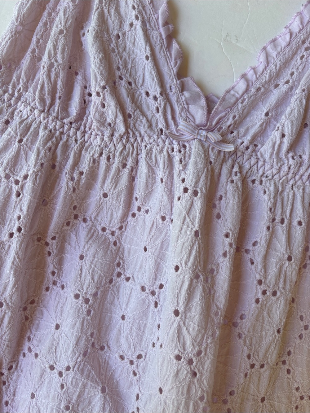Vintage Y2K Victoria’s Secret Angel Eyelet Babydoll Cotton Mini Dress Slip Lilac - Picture 10 of 17
